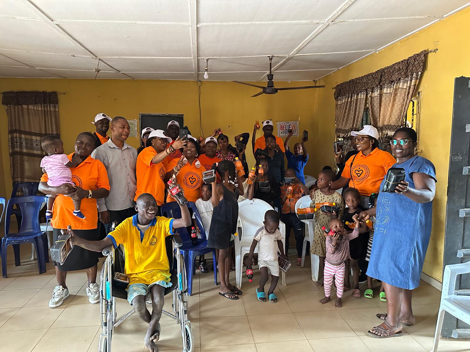 A community gathering with LAOF volunteers and wheelchair users